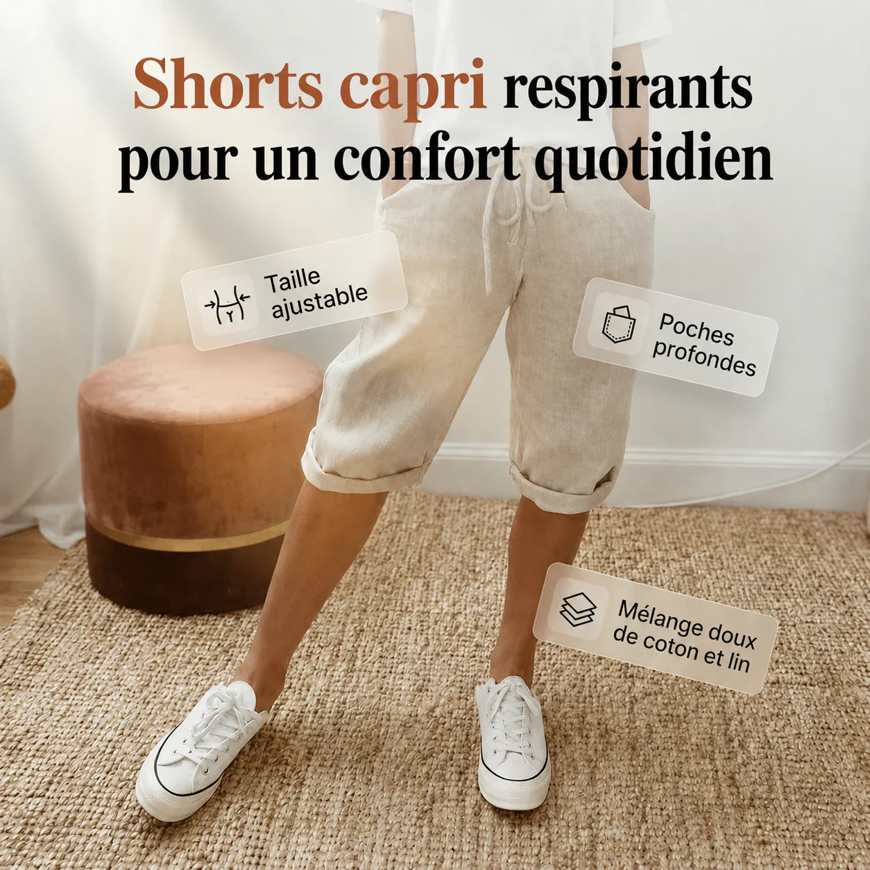 Modeline™ | Short femme en coton et lin
