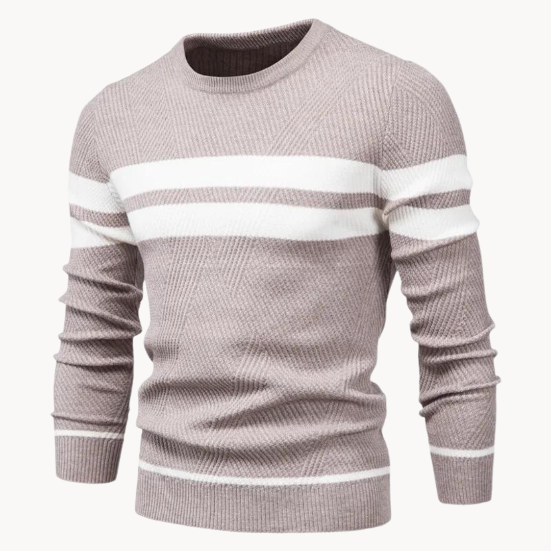 Pull col rond en coton à rayures Zander Field | Zavon