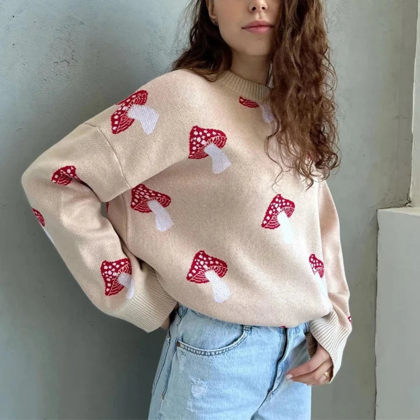 Pull à imprimé graphique champignon | Zavon
