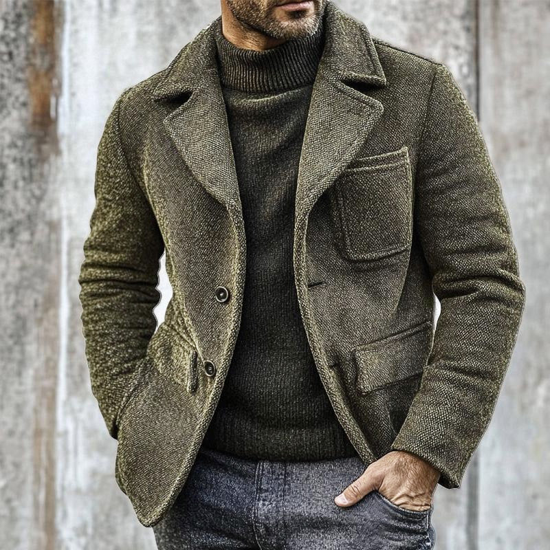 Veste à simple boutonnage en toile vintage pour hommes | Zavon