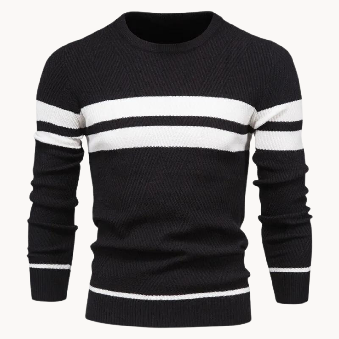 Pull col rond en coton à rayures Zander Field | Zavon
