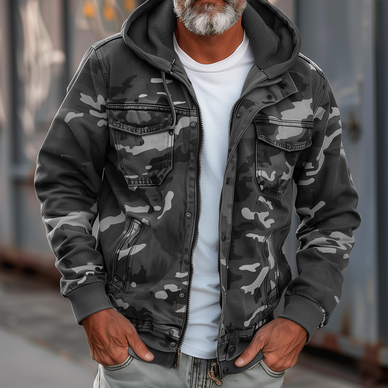 Veste cargo zippée camouflage pour hommes | Zavon
