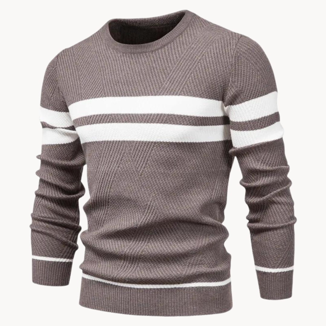 Pull col rond en coton à rayures Zander Field | Zavon