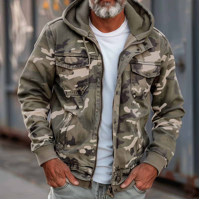 Veste cargo zippée camouflage pour hommes | Zavon