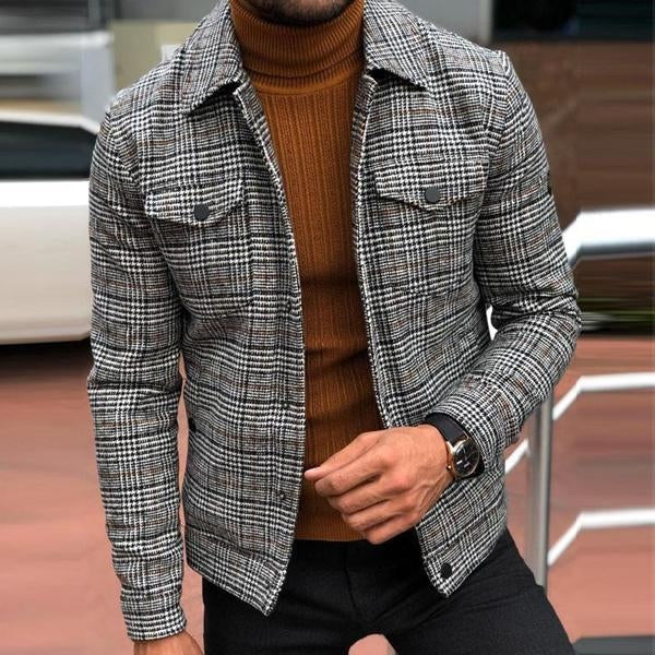 Veste pour hommes avec poche à carreaux et revers pour hommes | Zavon