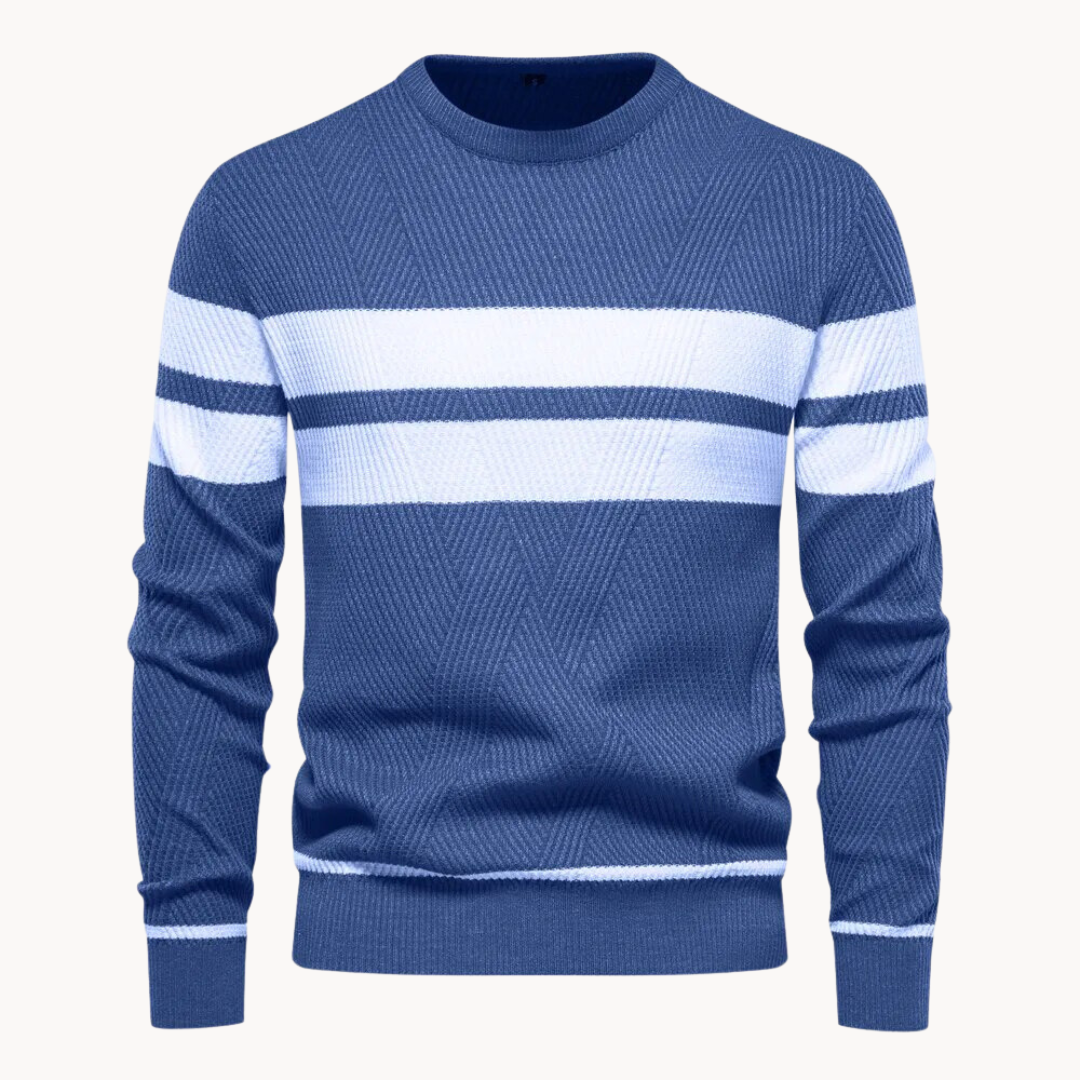 Pull col rond en coton à rayures Zander Field | Zavon
