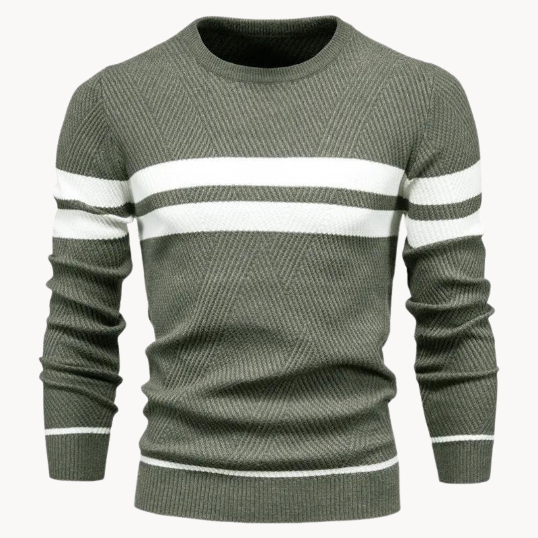 Pull col rond en coton à rayures Zander Field | Zavon