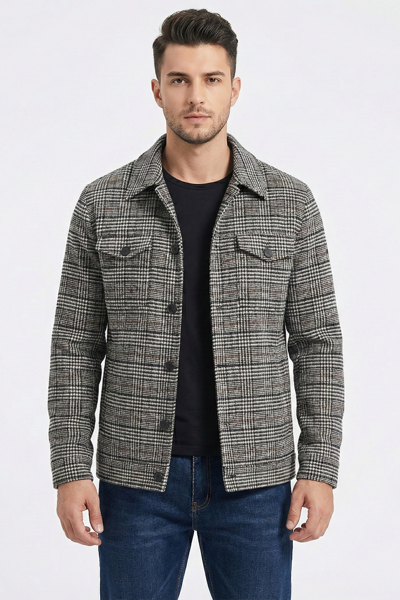 Veste pour hommes avec poche à carreaux et revers pour hommes | Zavon