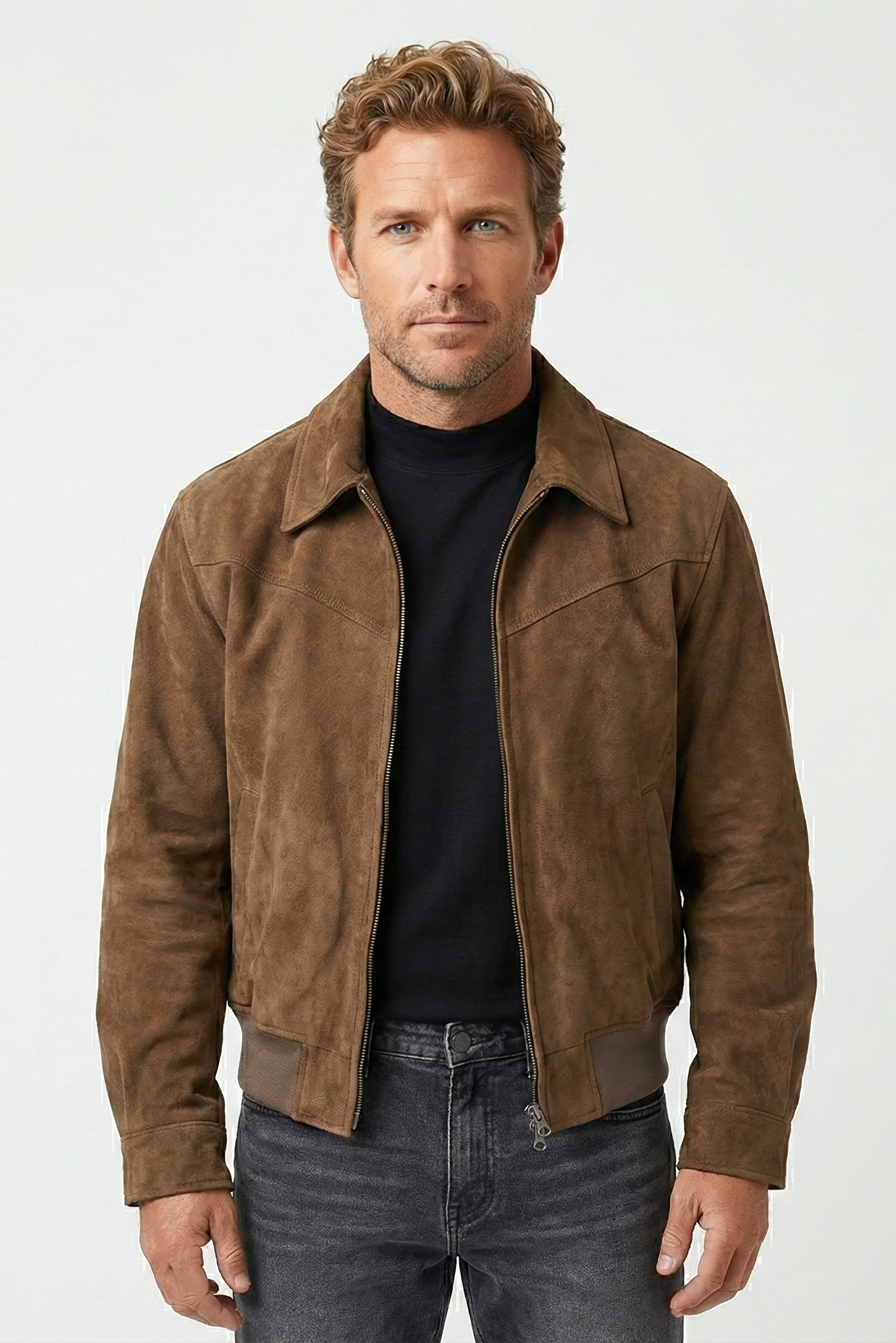 Veste zippée en daim pour homme | Zavon