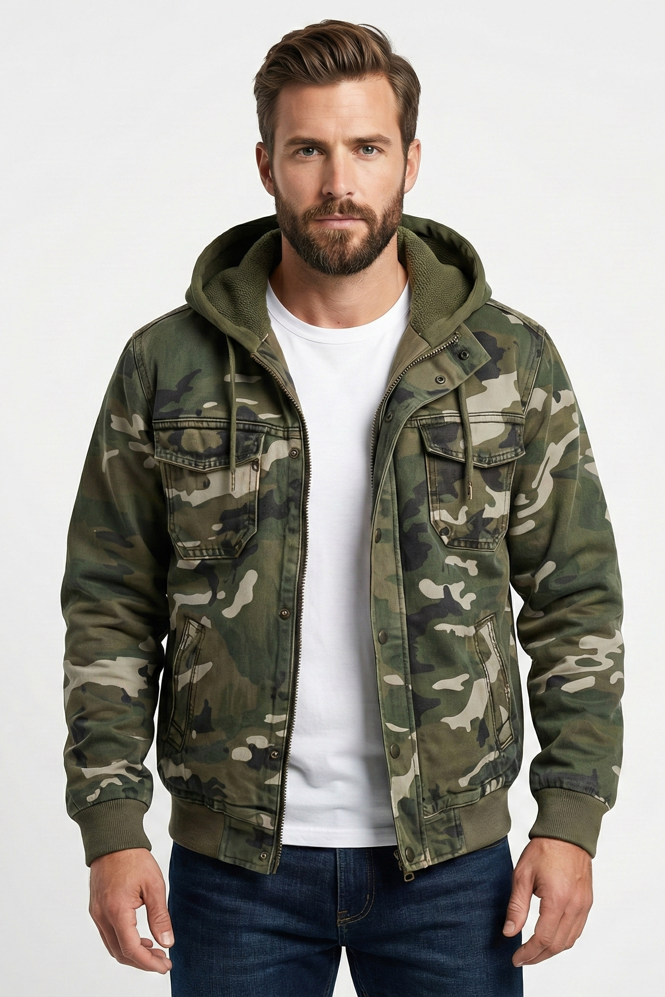 Veste cargo zippée camouflage pour hommes | Zavon