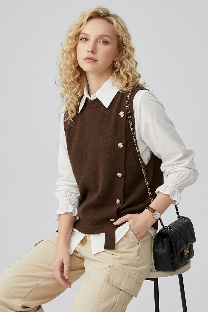 Gilet tricoté uni | Zavon