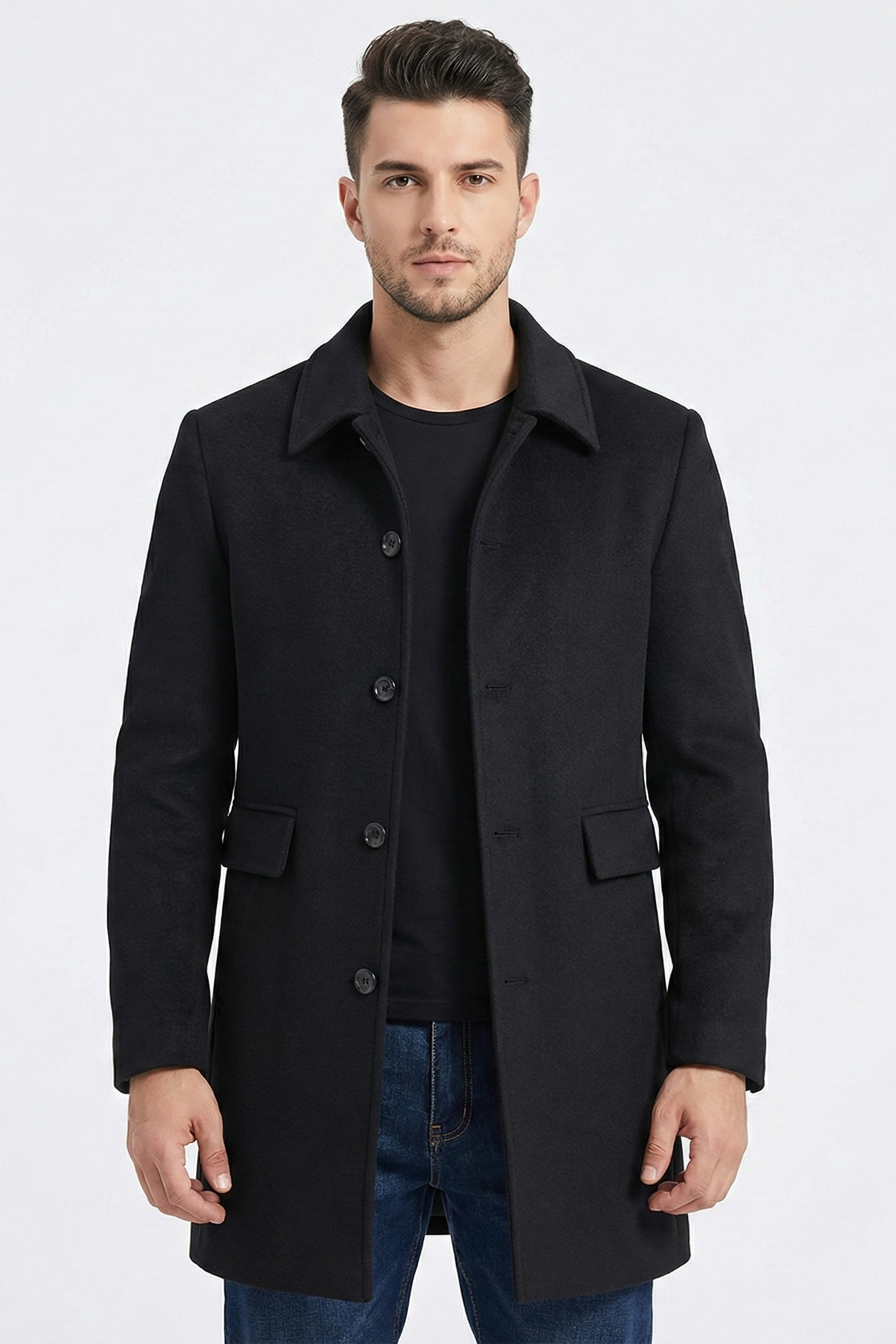 Veste longue en laine Premium pour hommes | Zavon