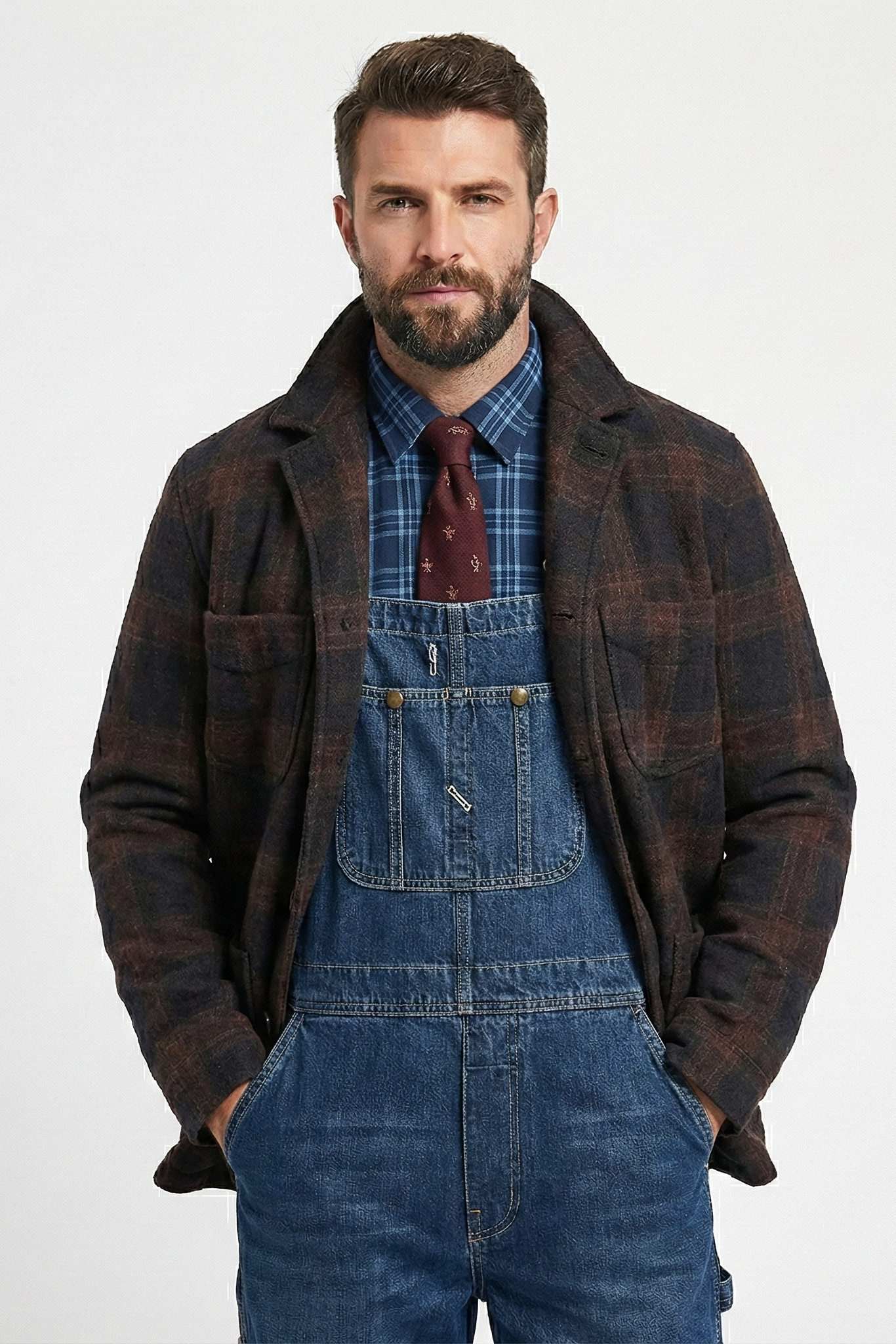 Veste ample à revers à carreaux rétro pour hommes | Zavon