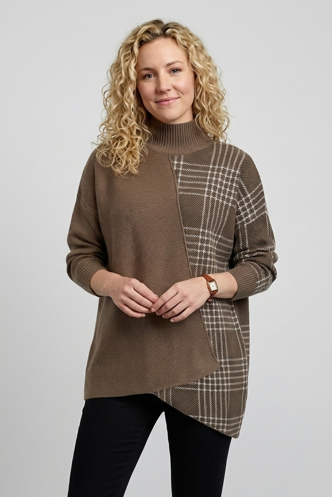 Pull à col roulé patchwork | Zavon