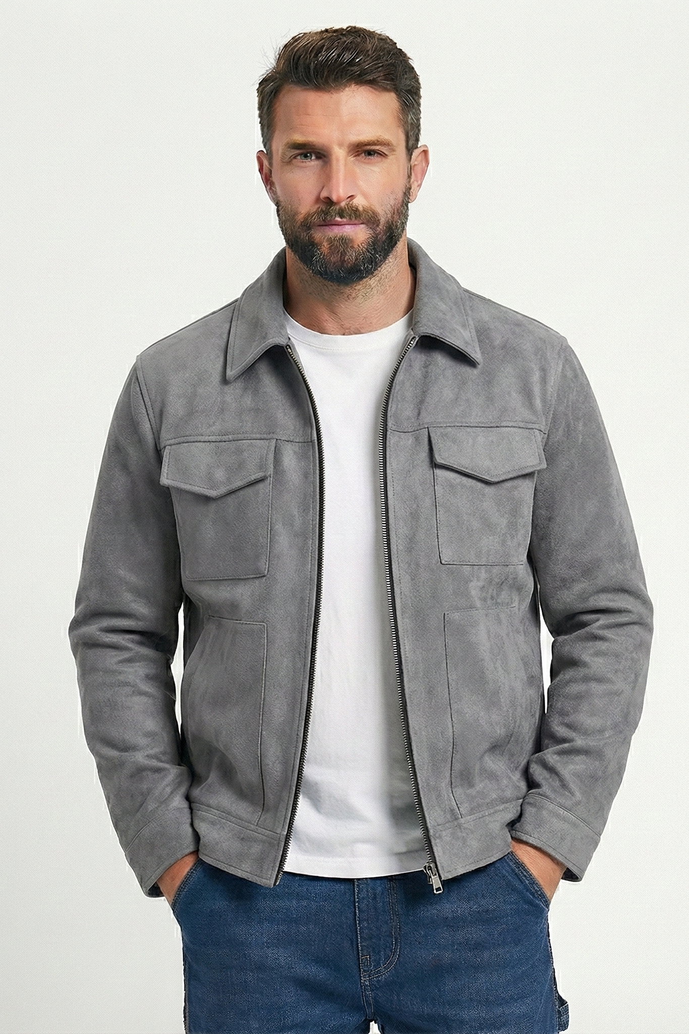 Veste surdimensionnée en daim pour hommes | Zavon