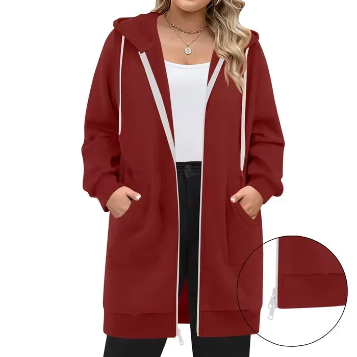 SoftHood™ • Long manteau à capuche pour femme, chaud et confortable