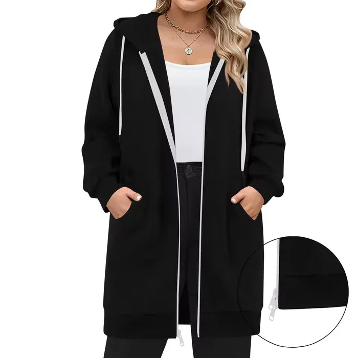 SoftHood™ • Long manteau à capuche pour femme, chaud et confortable