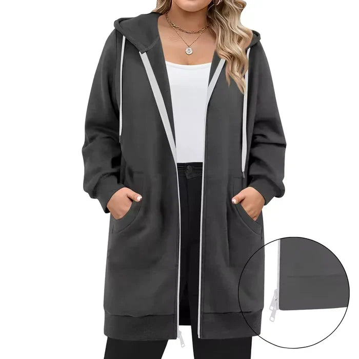 SoftHood™ • Long manteau à capuche pour femme, chaud et confortable