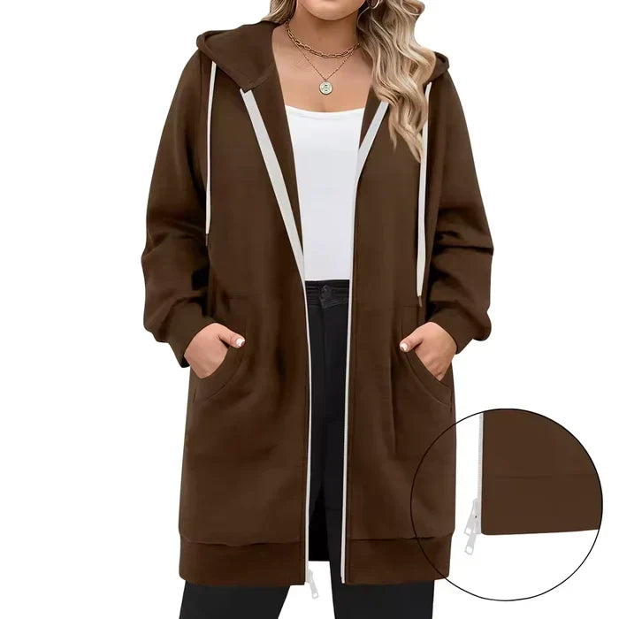 SoftHood™ • Long manteau à capuche pour femme, chaud et confortable