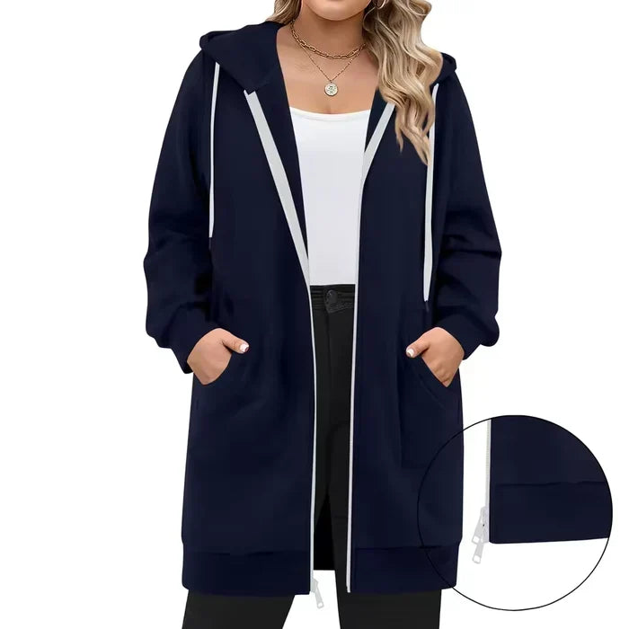 SoftHood™ • Long manteau à capuche pour femme, chaud et confortable