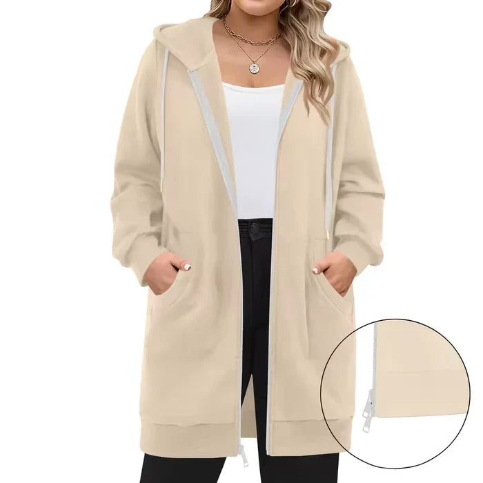 SoftHood™ • Long manteau à capuche pour femme, chaud et confortable