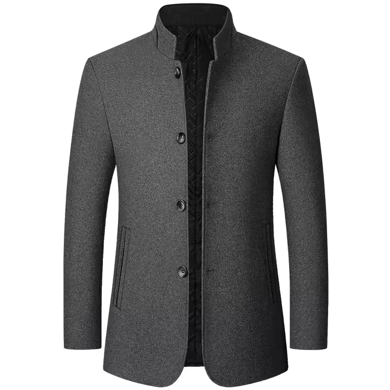 Manteau long à col montant en laine chaude pour hommes | Zavon