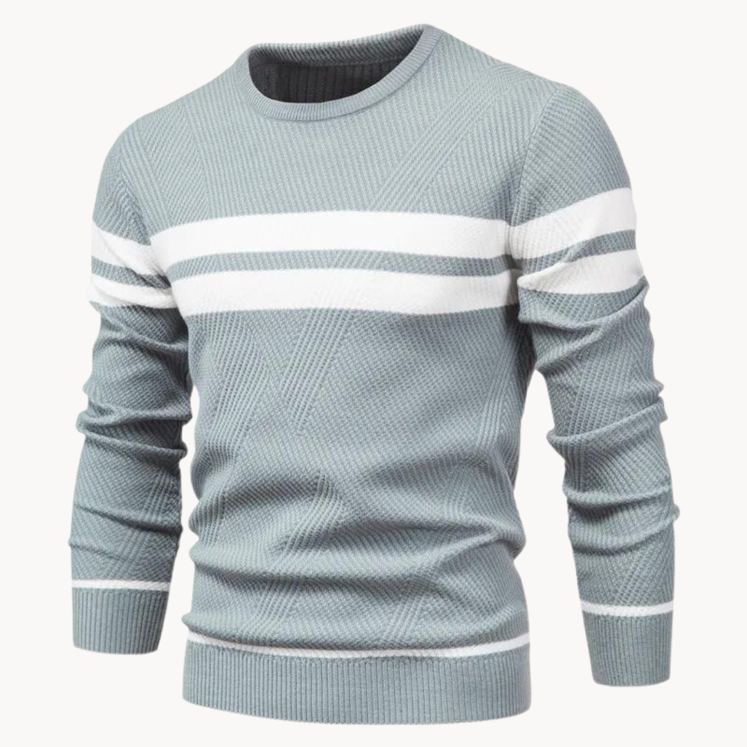 Pull col rond en coton à rayures Zander Field | Zavon